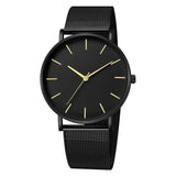 Men's Simple Metal Hour Quartz Watch: Stainless Steel Mesh Band