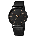 Men's Simple Metal Hour Quartz Watch: Stainless Steel Mesh Band