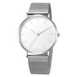 Men's Simple Metal Hour Quartz Watch: Stainless Steel Mesh Band