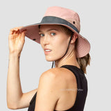 Ponytail Summer Sun Hat Wide Brim UV Protection Bucket Cap