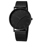 Men's Simple Metal Hour Quartz Watch: Stainless Steel Mesh Band