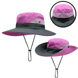 Ponytail Summer Sun Hat Wide Brim UV Protection Bucket Cap