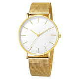 Men's Simple Metal Hour Quartz Watch: Stainless Steel Mesh Band